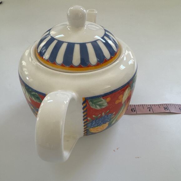 Vintage Vista Alegre Portugal Fruit Porcelain Teapot Fall Harvest Pumpkins - Picture 9 of 12